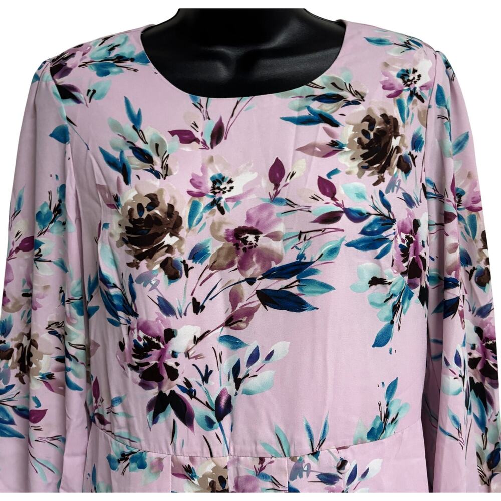 Nannette Lepore Women Dress 8 Fit Flare Midi Long Sleeve Sugar Plum Lined New - Picture 2 of 9